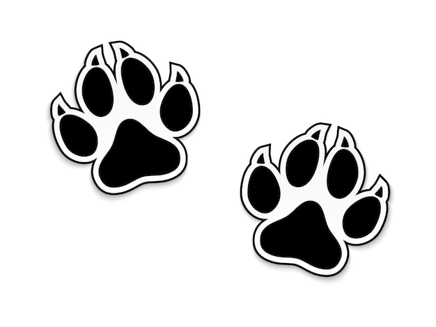 Black animal paw print isolated on white