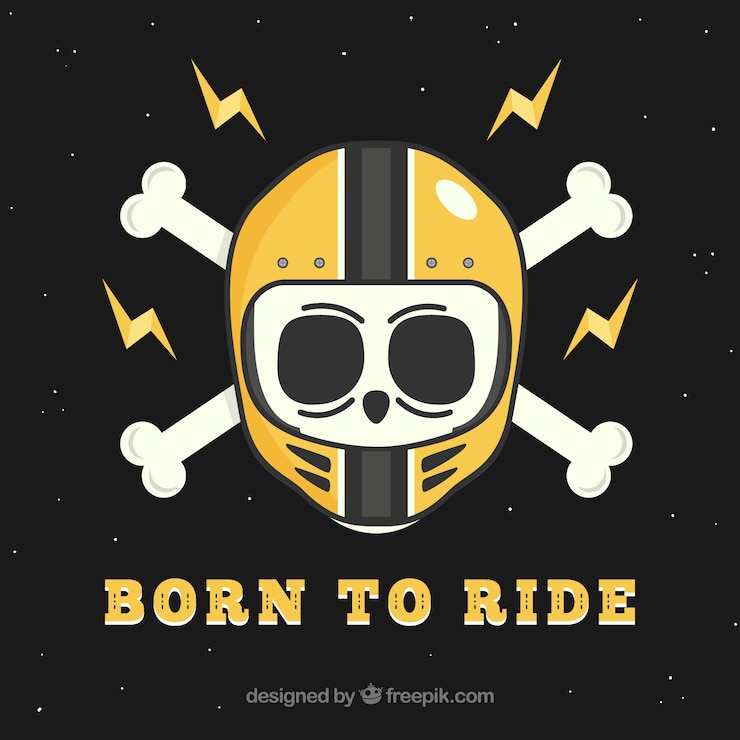 Free Vector black background of skull wearing helmet