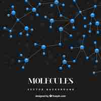 Free vector black background with blue molecules