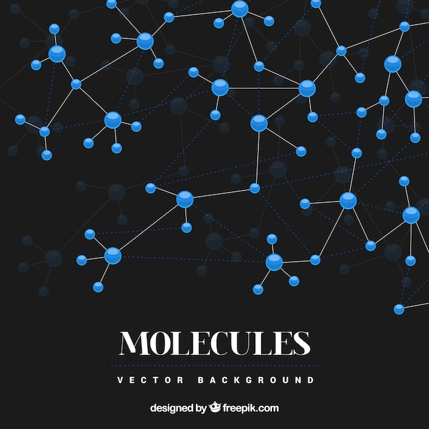 Black background with blue molecules