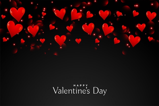 Black background with floating red hearts