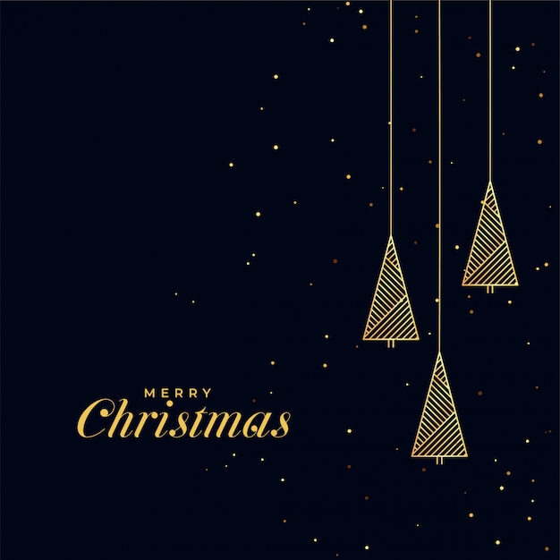 Free vector black background with golden christmas tree design