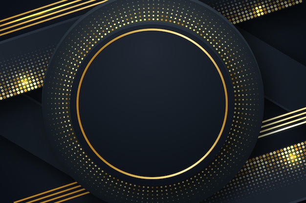 Black background with golden circular frame