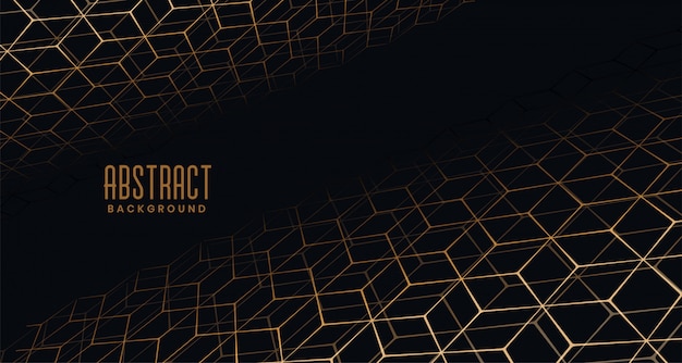 Black background with golden perspective hexagon pattern