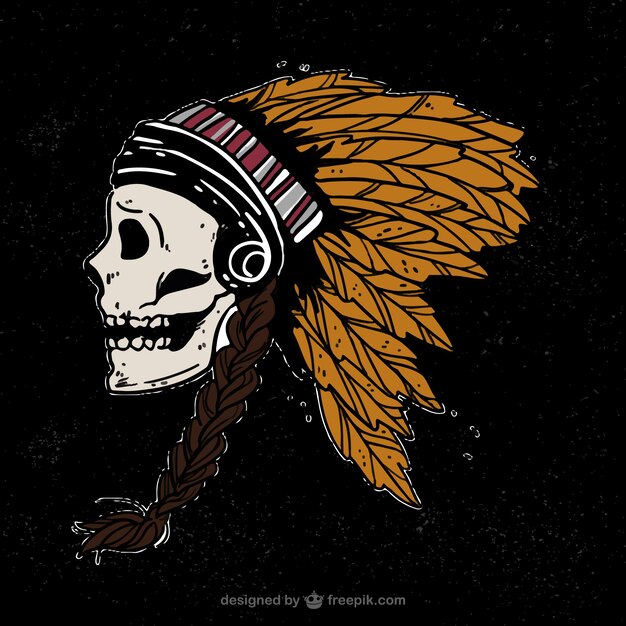 Black background with indian skull illustration