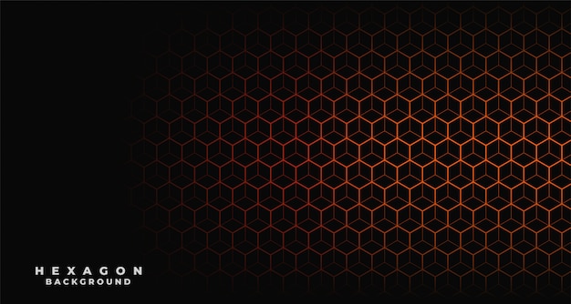 Free vector black background with orange hexagonal pattern