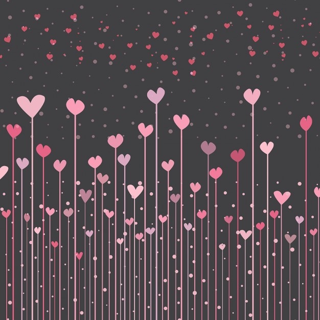 Free vector black background with pink hearts for valentine