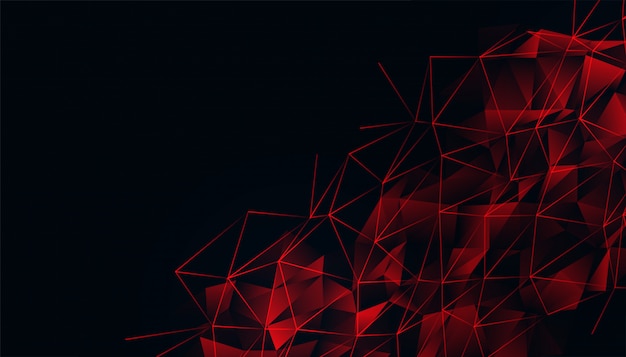 Free vector black background with red glowing low poly mesh