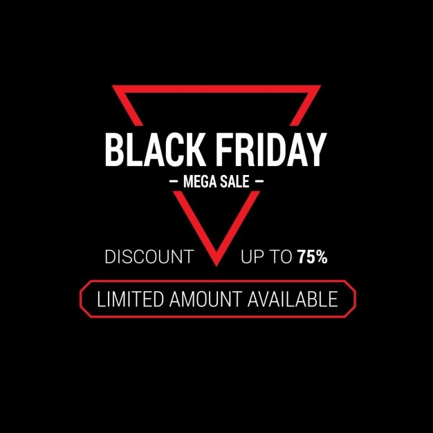 Free vector black background with a triangle, black friday