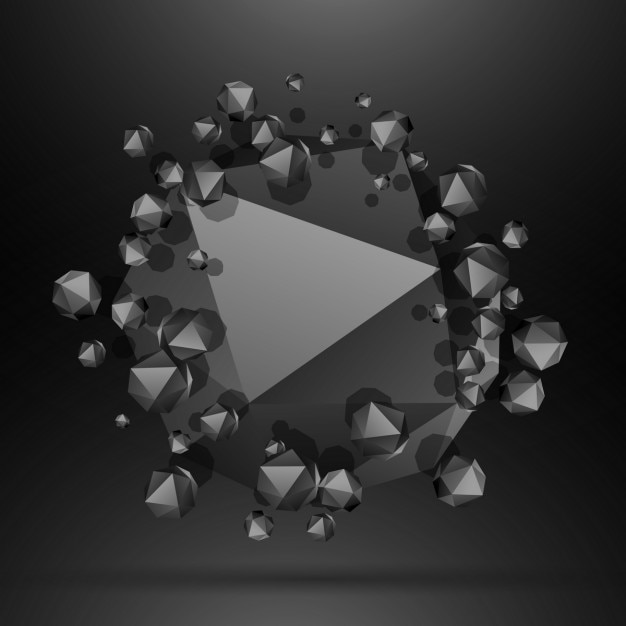 Black background with triangular polygons in 3d