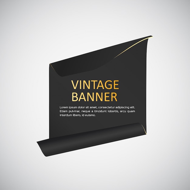 Free vector black banner with golden letters