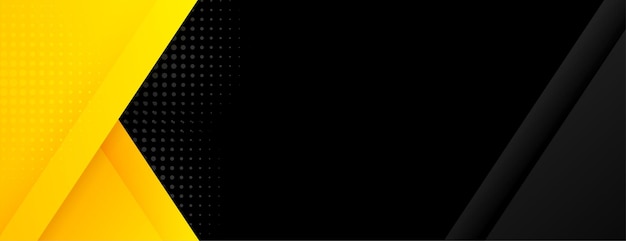 Free vector black banner with yellow geometric shapes