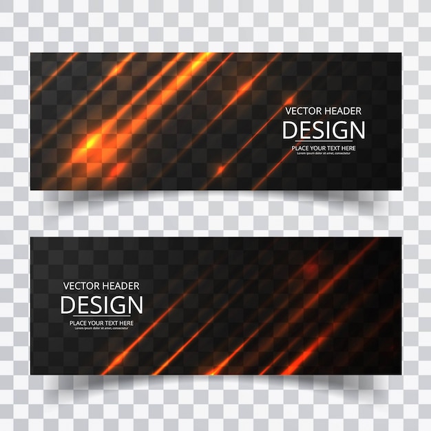 Free vector black banners with neon lights