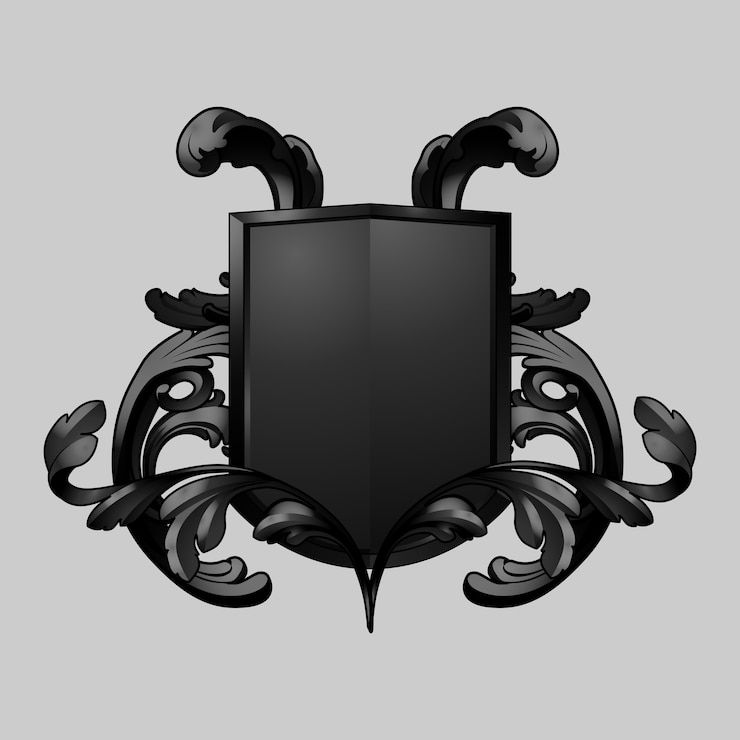 Free Vector black baroque shield elements vector