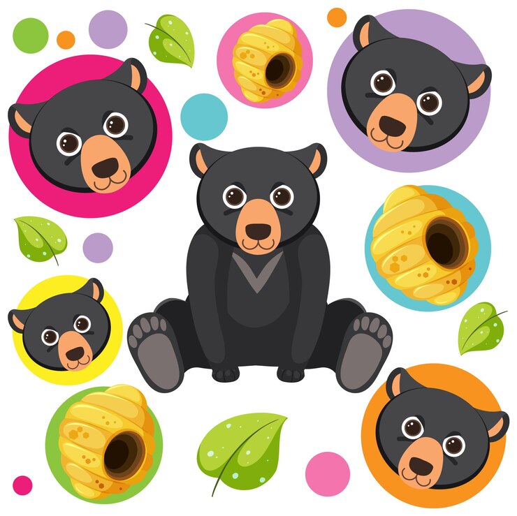 Free Vector black bear seamless pattern