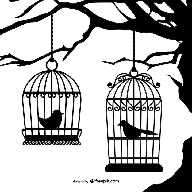 Free vector black birdcages silhouettes