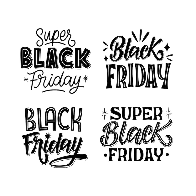 Free vector black black friday lettering set