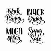 Free vector black black friday lettering set