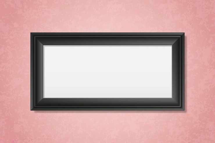 Free Vector black blank frame on the wall
