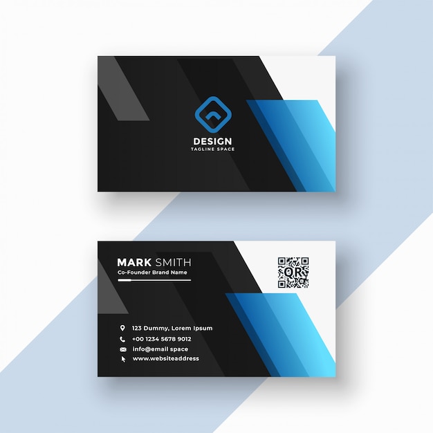 Black and blue business card