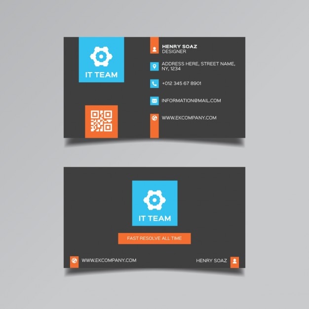 Black and blue business card