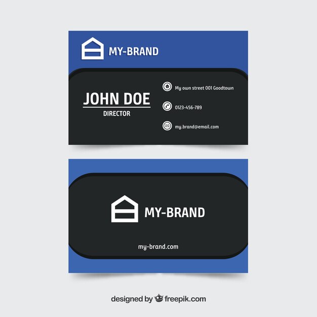 Black and blue business card