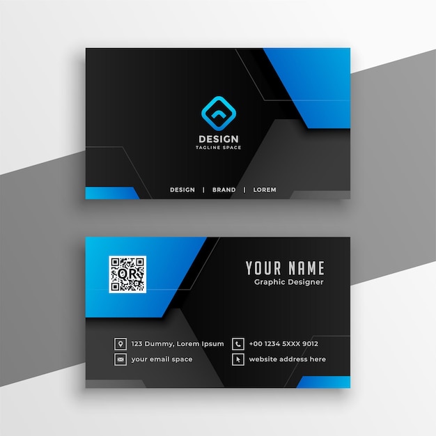 Black and blue geometric business card design