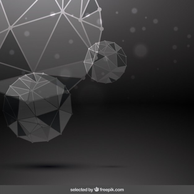 Free Vector black bokeh background with low poly spheres