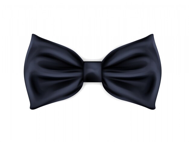 Black bow tie realistic icon isolated on white background.