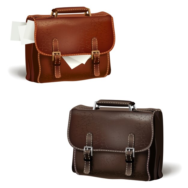 Black and brown leather briefcases