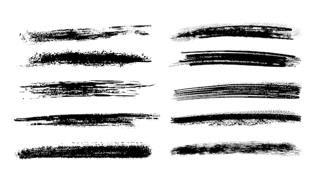 Free vector black brush strokes collection