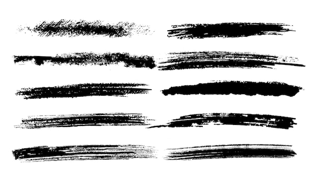 Black brush strokes set