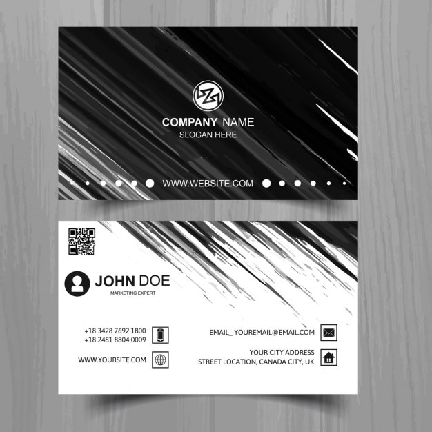 Free vector black business card , hand painted