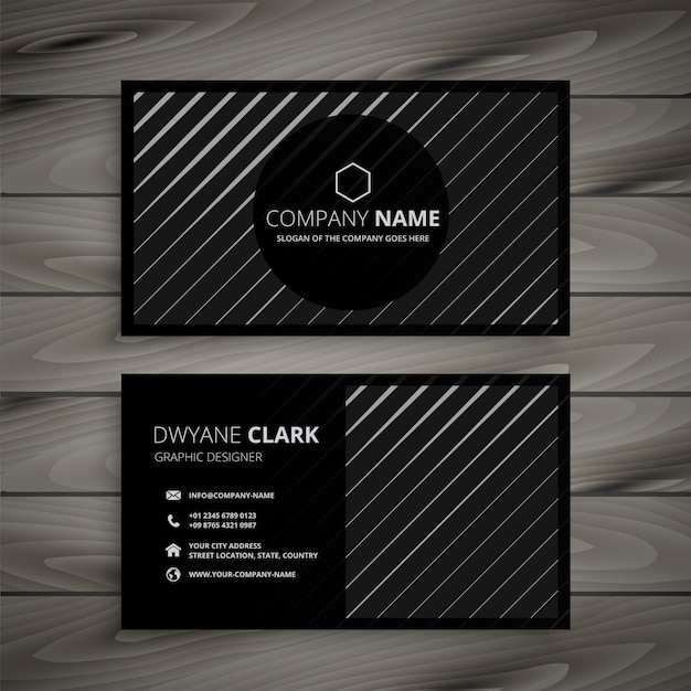 Free vector black business card with diagonal lines