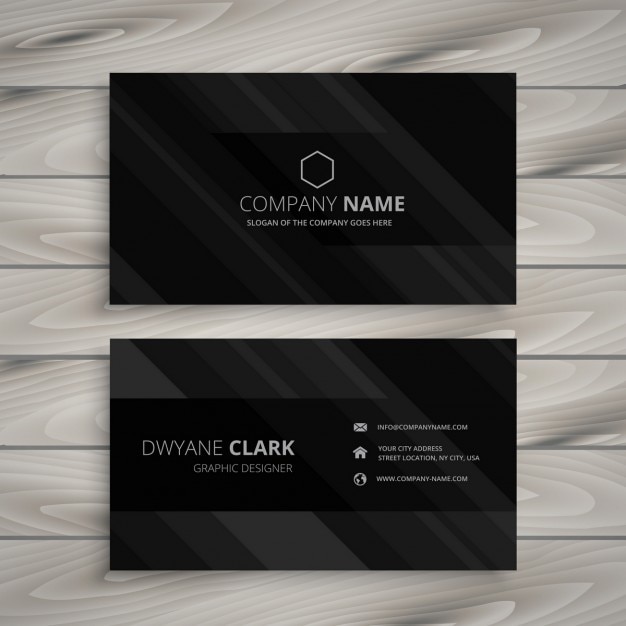 Free vector black business card with grey stripes