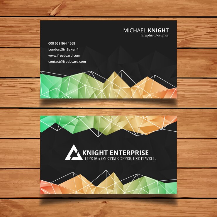 मुफ़्त वेक्टर black business card with polygonal shapes