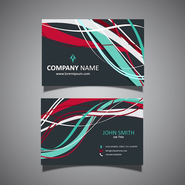 Black business card with wavy shapes