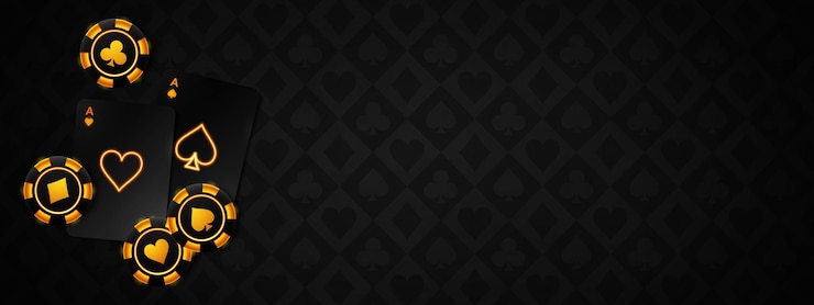 Free Vector black casino background with golden poker chips