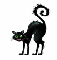 Free vector black cat arching back illustration. pet, terror, fear. halloween concept.