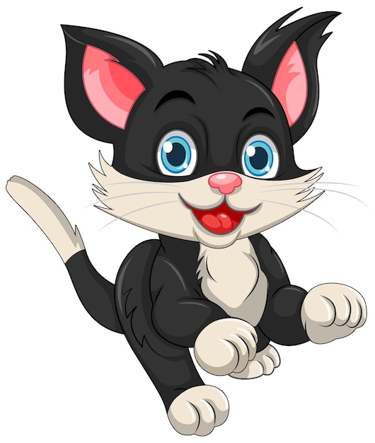 Free vector black cat cartoon character