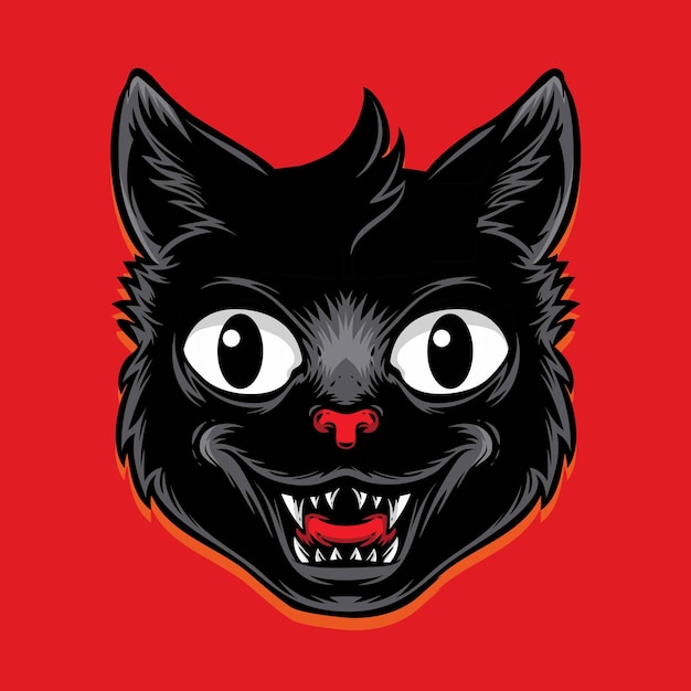 Black cat head vector illustration