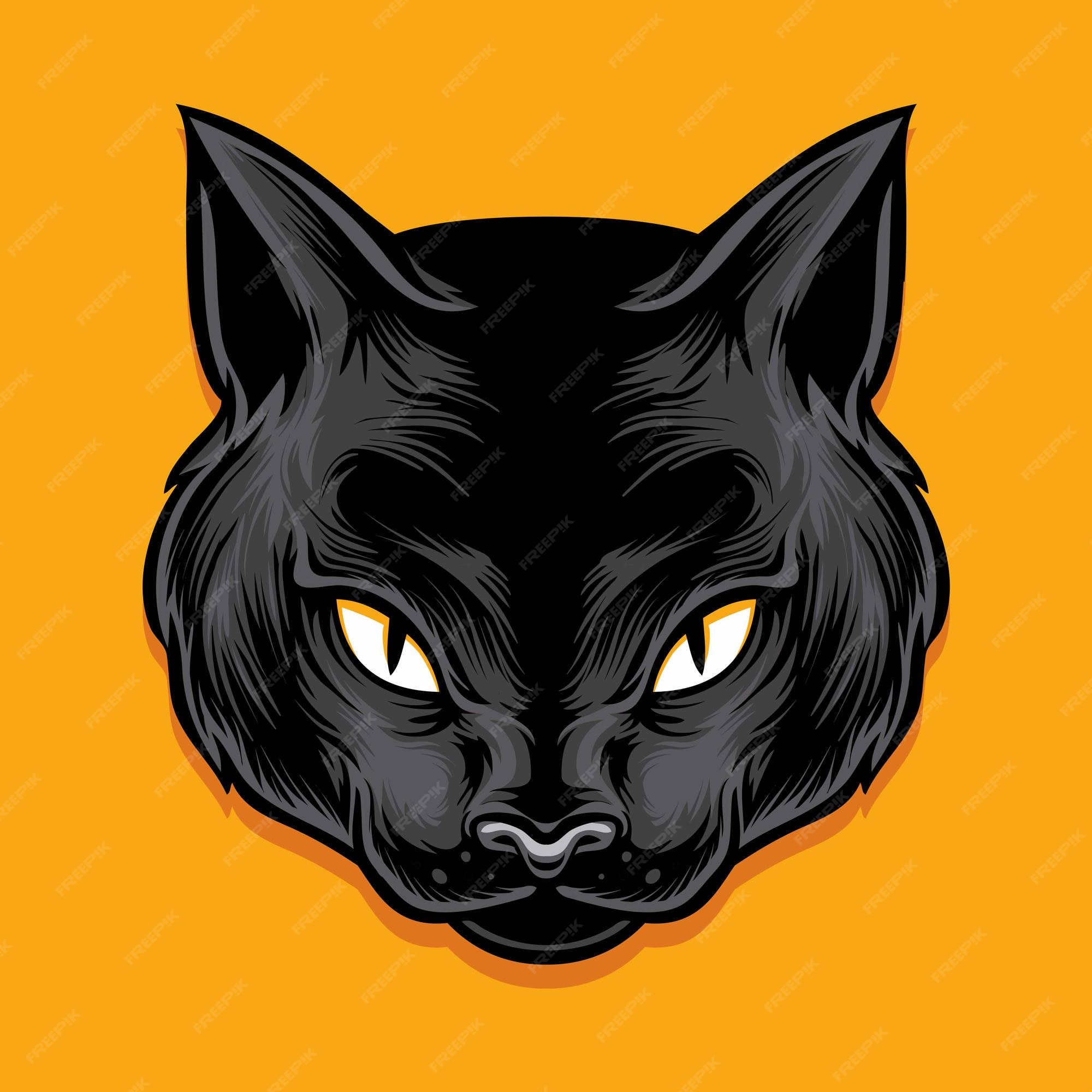 Black cat head vector illustration. Simple cartoon cat icon. Black  silhouette of a cat 7313124 Vector Art at Vecteezy