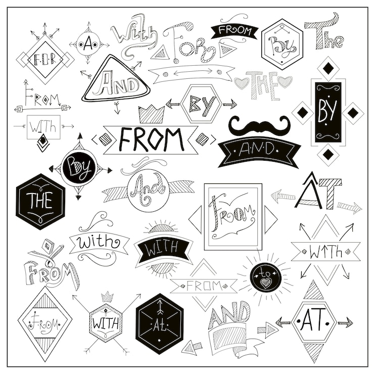 Free Vector black catchwords symbols on whiteboard