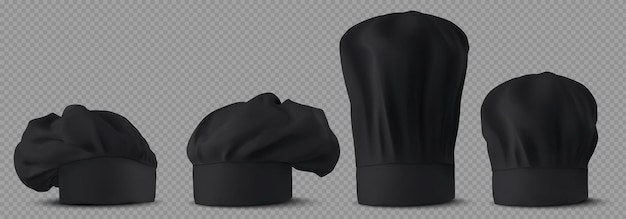 Free vector black chef hats cooker uniform in cafe kitchen