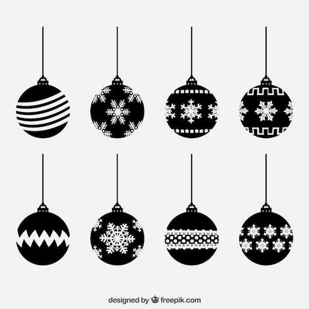 Vettore gratuito black christmas balls collection