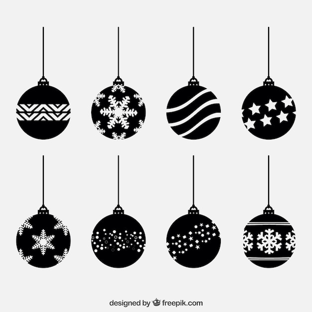 Бесплатное векторное изображение Черное рождество мячи набор