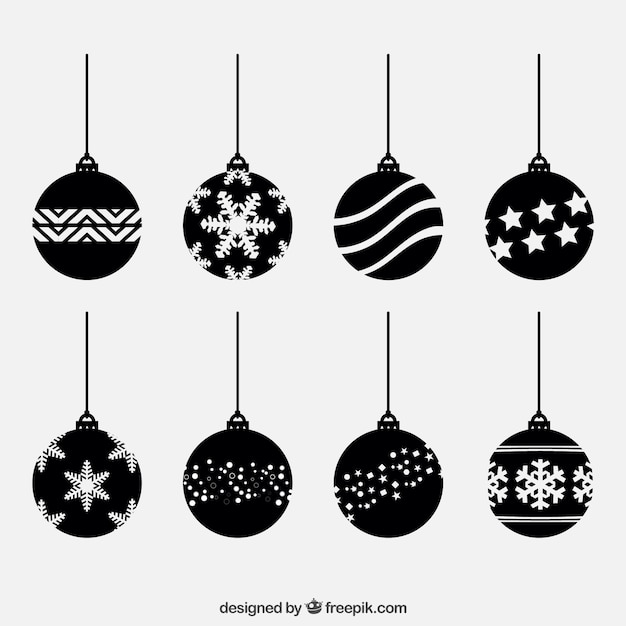 Black christmas balls set