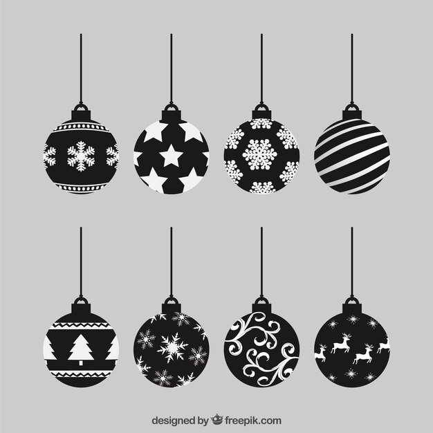 Black christmas baubles collection