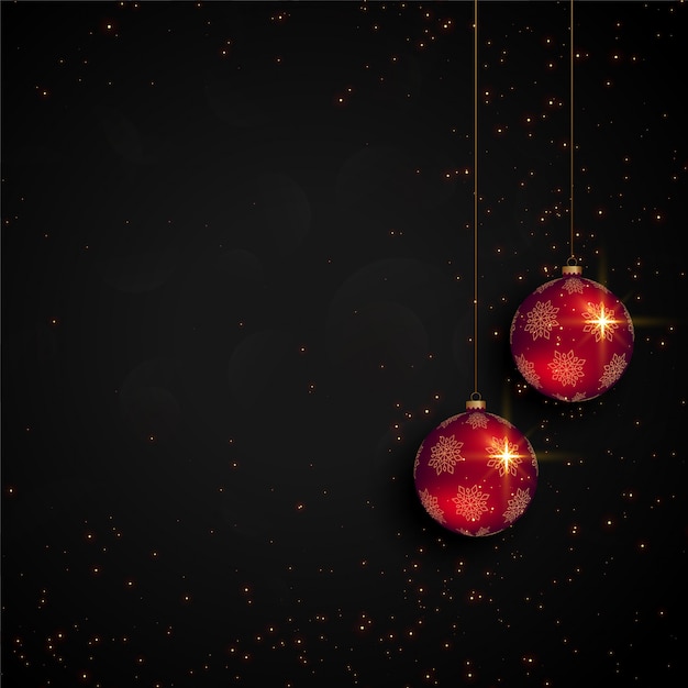 Free vector black christmas festival card with realistic ball