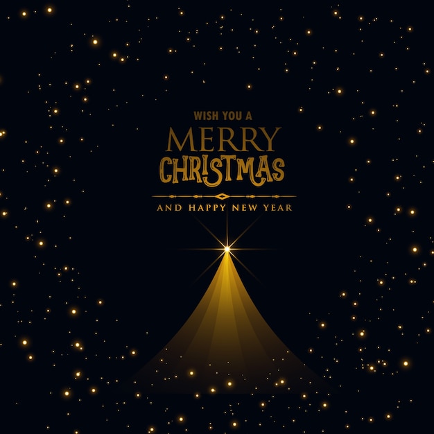 Black christmas poster design with glowing xmas tree